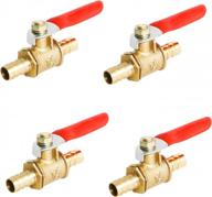 set of 4 brass hose barb ball valves with 8mm / 3/10" fittings, ideal for stopping water, oil, and gas flow, vinyl handled shut off ball valves perfect for pex, copper, and hdpe pipes logo