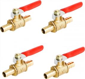 img 4 attached to Set Of 4 Brass Hose Barb Ball Valves With 8Mm / 3/10" Fittings, Ideal For Stopping Water, Oil, And Gas Flow, Vinyl Handled Shut Off Ball Valves Perfect For PEX, Copper, And HDPE Pipes
