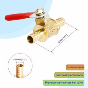 img 3 attached to Set Of 4 Brass Hose Barb Ball Valves With 8Mm / 3/10" Fittings, Ideal For Stopping Water, Oil, And Gas Flow, Vinyl Handled Shut Off Ball Valves Perfect For PEX, Copper, And HDPE Pipes