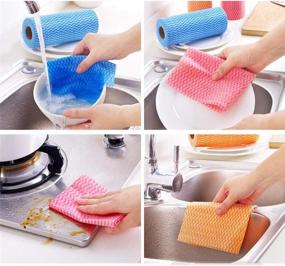 img 1 attached to 🧼 LANDAIER Reusable Cleaning Cloths: 150 Sheets, Biodegradable, for Kitchen & Office Cleaning - Washable Dishcloths in Random Colors