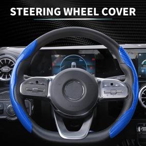 img 3 attached to 🔵 Anorm Carbon Fiber Steering Wheel Cover - Non-Slip and Durable Protector in Blue for Steering Wheels of Any Size