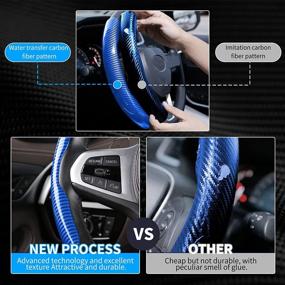 img 1 attached to 🔵 Anorm Carbon Fiber Steering Wheel Cover - Non-Slip and Durable Protector in Blue for Steering Wheels of Any Size