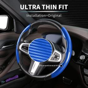 img 2 attached to 🔵 Anorm Carbon Fiber Steering Wheel Cover - Non-Slip and Durable Protector in Blue for Steering Wheels of Any Size