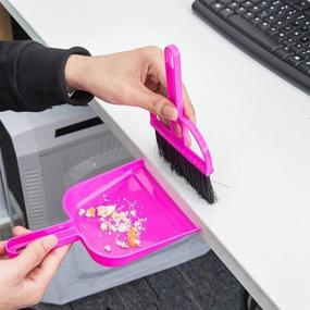 img 1 attached to Small Pet Cage Broom Brush Dustpan Set - Efficient Cat 🐾 Litter Sweeper for Enhanced Pet Cage Cleaning and Car Keyboard Brush (In Pink)