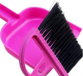 img 2 attached to Small Pet Cage Broom Brush Dustpan Set - Efficient Cat 🐾 Litter Sweeper for Enhanced Pet Cage Cleaning and Car Keyboard Brush (In Pink)