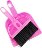 small pet cage broom brush dustpan set - efficient cat 🐾 litter sweeper for enhanced pet cage cleaning and car keyboard brush (in pink) logo