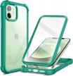mobosi iphone 12 & iphone 12 pro case with built-in screen protector, full body shockproof clear bumper cover protective phone case for 6.1 inch - green logo