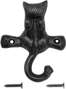 img 2 attached to Antique Wrought Iron Wall Hook With Screws - Feline Inspired Coat/Hat Holder