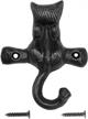 antique wrought iron wall hook with screws - feline inspired coat/hat holder logo