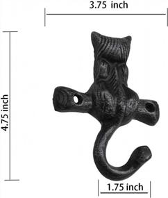 img 1 attached to Antique Wrought Iron Wall Hook With Screws - Feline Inspired Coat/Hat Holder