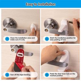 img 3 attached to 🚪 Childproof Door Lever Lock - 3 Pack for Enhanced Toddler Door Safety, Easy One-Handed Operation, ABS with Damage-Free 3M Adhesive, Child Safety Door Handle Locks