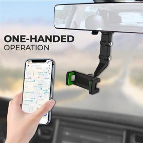 img 1 attached to 📱 [OPTIMIZED] FURNIE Rearview Mirror Phone Holder - Rotatable & Retractable Car Phone Holder, Multifunctional & Compatible for Phone 13 12 Pro Max Mini 11 XR XS X (Green)