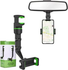 img 4 attached to 📱 [OPTIMIZED] FURNIE Rearview Mirror Phone Holder - Rotatable & Retractable Car Phone Holder, Multifunctional & Compatible for Phone 13 12 Pro Max Mini 11 XR XS X (Green)