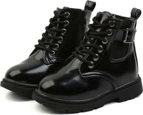 img 3 attached to Komfyea Toddler Fashion Leather Black23 Boys' Shoes : Boots