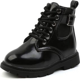 img 4 attached to Komfyea Toddler Fashion Leather Black23 Boys' Shoes : Boots