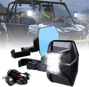 img 4 attached to 🔍 Xprite UTV RZR Side Rear View Mirrors with LED Lights: Premium Aluminum Rearview Mirror for Side by Side, SXS, Polaris XP Turbo, Can-Am Maverick X3, Kawasaki Mule - 1.75"-2" Roll Cage Bar Compatible