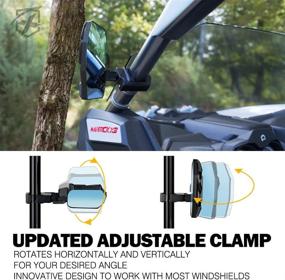 img 1 attached to 🔍 Xprite UTV RZR Side Rear View Mirrors with LED Lights: Premium Aluminum Rearview Mirror for Side by Side, SXS, Polaris XP Turbo, Can-Am Maverick X3, Kawasaki Mule - 1.75"-2" Roll Cage Bar Compatible