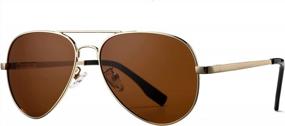 img 4 attached to Солнцезащитные очки PORADAY Aviator - стильная металлическая оправа со 100% защитой от ультрафиолета UV400 для мужчин и женщин