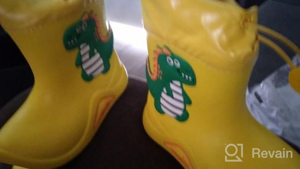 img 1 attached to 🌧️ Non-Slip Waterproof Rain Boots for Toddler Boys and Girls - Cartoon Rubber Boots with Handles review by Ryan Hart