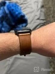 img 6 attached to Ремешок из натуральной кожи для Apple Watch, совместимый с IWatch Series 8-1, шоколадно-коричневый/серебристый