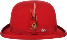 img 3 attached to GEMVIE Men Vintage Feather Top Hat Roll Up Bowler Hat Party Costume Accessory Red
