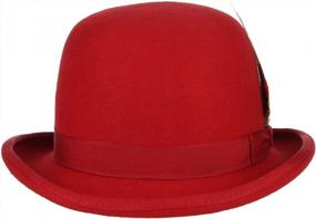 img 2 attached to GEMVIE Men Vintage Feather Top Hat Roll Up Bowler Hat Party Costume Accessory Red