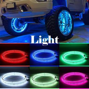 img 1 attached to 🔆 Enhanced Double Row Generic Yiswhis RGB LED Wheel Ring Light Kit with Turn Signal, Brake Function, Remote & App Control and Lock Feature - ZS-WR2-PR