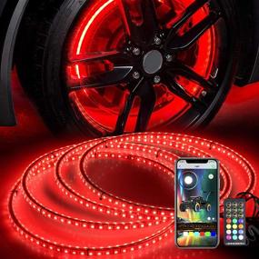 img 4 attached to 🔆 Enhanced Double Row Generic Yiswhis RGB LED Wheel Ring Light Kit with Turn Signal, Brake Function, Remote & App Control and Lock Feature - ZS-WR2-PR