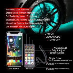 img 3 attached to 🔆 Enhanced Double Row Generic Yiswhis RGB LED Wheel Ring Light Kit with Turn Signal, Brake Function, Remote & App Control and Lock Feature - ZS-WR2-PR