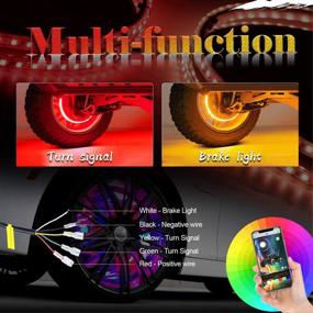 img 2 attached to 🔆 Enhanced Double Row Generic Yiswhis RGB LED Wheel Ring Light Kit with Turn Signal, Brake Function, Remote & App Control and Lock Feature - ZS-WR2-PR