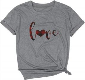 img 3 attached to Fall In Love With Our Valentine'S Day Graphic Tees: Cute Heart And Plaid Print T-Shirts For Women