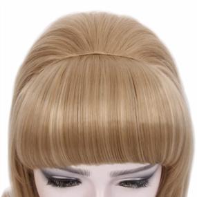 img 2 attached to Medium-Length Curly Beehive Wig With Bangs For Women - Ideal For 50S And 60S Costume Parties, Halloween And Cosplay - Blonde Highlights By STfantasy