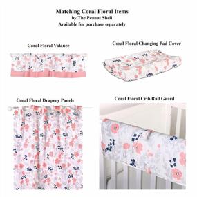 img 1 attached to Coral Pink, Grey And Navy Blue Flower Fitted Crib Or Toddler Sheet - 100% Cotton Baby Nursery Bedding For A Sweet And Chic Look