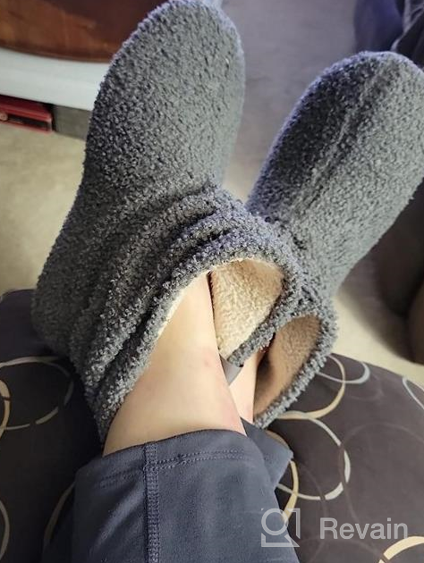 img 1 attached to 👢 LongBay Women's Cozy Fur Bootie Slippers with Curly Fleece Lining, Plush Memory Foam, and Comfy House Shoes review by Gary Revils