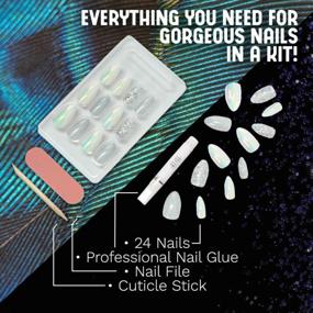 img 1 attached to Ardell Nail Addict Premium 24-Pc Голографические блестящие миндалевидные ногти DIY Press-On с клеем, палочкой для кутикулы и пилкой