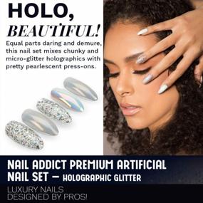 img 2 attached to Ardell Nail Addict Premium 24-Pc Holographic Glitter Almond-Shape DIY Press-On Nails With Glue, Cuticle Stick And File