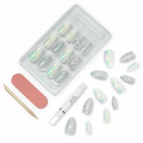img 3 attached to Ardell Nail Addict Premium 24-Pc Holographic Glitter Almond-Shape DIY Press-On Nails With Glue, Cuticle Stick And File