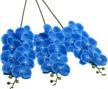 shacos artificial orchid stems set of 3 pu real touch orchid big blooms fake phalaenopsis flower home wedding decoration (3 pcs, blue) logo