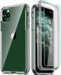 iphone 11 pro case 5.8 inch [2 x tempered glass screen protector] clear 360 full body silicone military protective shockproof cover - coolqo compatible logo