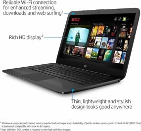 img 2 attached to HP Stream 14-Inch Laptop with Intel Celeron N4000, 4GB RAM, 64GB eMMC, Windows 10 Home in S Mode - 14-cb159nr, Jet Black