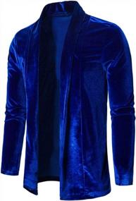 img 3 attached to Gold Velvet Trench Coat For Men: Pure Color, Long Sleeves, Cardigan Style Outwear Jacket