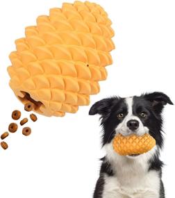 img 4 attached to Indestructible Natural Rubber Pinecone Dog Chew Toy For Medium To Large Breeds - DRYEN Tough And Durable Teeth Cleaning Interactive Treat Ball In Yellow, 86X114Mm