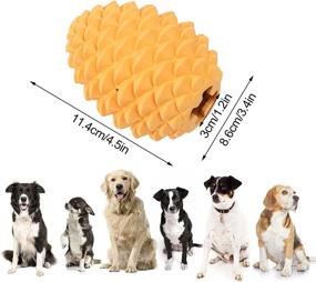img 1 attached to Indestructible Natural Rubber Pinecone Dog Chew Toy For Medium To Large Breeds - DRYEN Tough And Durable Teeth Cleaning Interactive Treat Ball In Yellow, 86X114Mm
