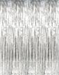 add a sparkle to your party with 9.8 ft metallic tinsel foil fringe curtains - silver foil backdrop for weddings, photo shoots and more! logo
