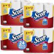 scott paper towels choose-a-sheet mega plus rolls, 4 packs of 6 (24 total), white logo
