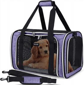 img 4 attached to Airline Approved Soft-Sided Pet Carrier For Small To Medium Cats, Dogs And Puppies - Foldable And Collapsible Dog Carrier And Cat Travel Bag By BAGLHER In Purple