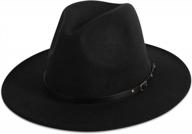 stylish women's wide brim fedora hat: felt panama hat with belt buckle by verabella логотип