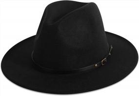 img 4 attached to Stylish Women'S Wide Brim Fedora Hat: Felt Panama Hat With Belt Buckle By Verabella
