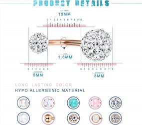 img 3 attached to 16Pcs Belly Button Rings - Surgical Steel Curved Navel Barbells With CZ Opal Marble & Natural Mixed Stones | HANPABUM Body Piercing Jewelry