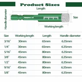 img 3 attached to Mgtgbao Green 7PCS Diamond Drill Bit Set For Glass, Stone, And Marble - Hex Shank Hole Saw Kit For Ceramic And Porcelain Tile (3/16-5/8 Inches)